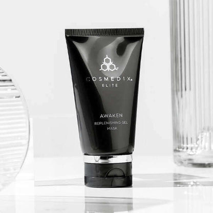 A tube of Awaken, it is a Replenishing Gel Mask with moisture-locking ingredients that gently exfoliate dry skin and help protect your complexion against environmental stressors