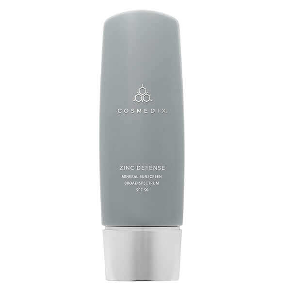 A bottle of Zinc Defense, a Mineral Sunscreen Broad Spectrum SPF 50