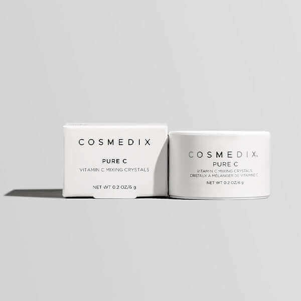 Pure C box and jar, they are mixing powders that boost your cream to brighten and improve texture.