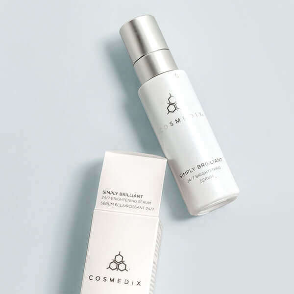 A box and bottle of Simply Brilliant brightening serum