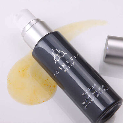 X-Cell + brightening serum around a bottle on it's seide.