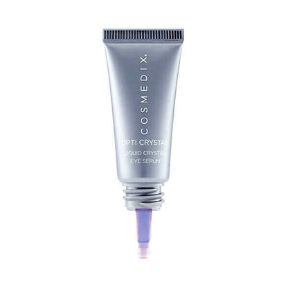 A close up of the Opti-Crystal tube, it is infused with soothing coconut and liquid crystal technology to deliver unprecedented hydration to the delicate eye area—softening the look of fine lines, dark circles and wrinkles over time. 